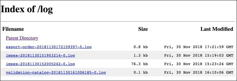 Business Manager WebDAV import/export log files