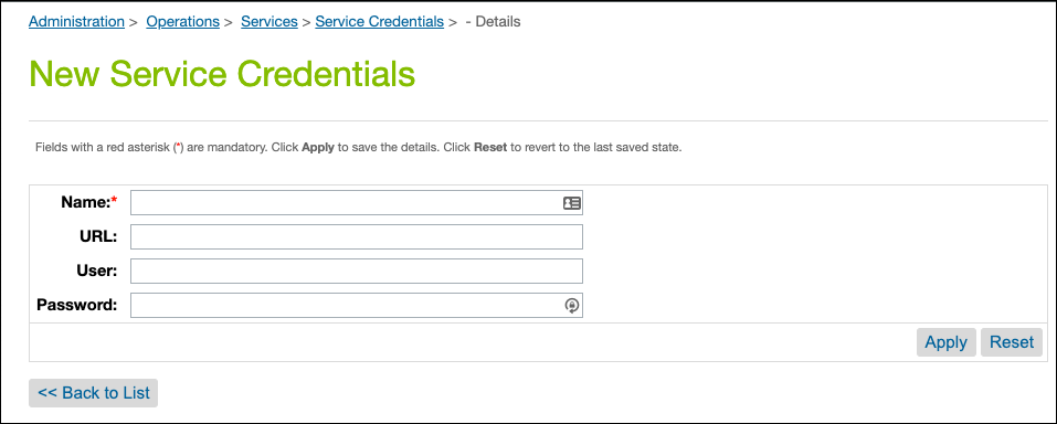 Create new service credentials in Business Manager.