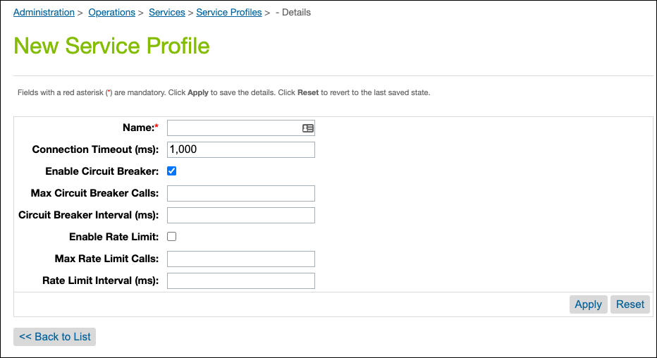 Create new service profile in Business Manager.