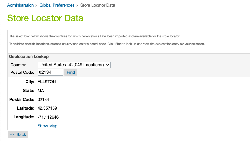 Lookup a geolocation record in Business Manager.