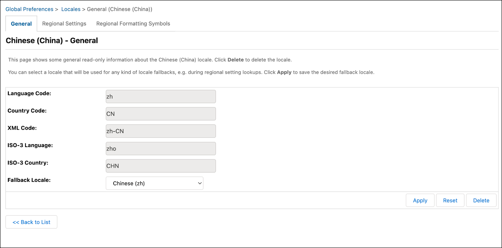 Configure a locale and its fallback locale in Business Manager.
