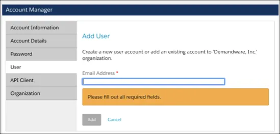 Add user in Account Manager.