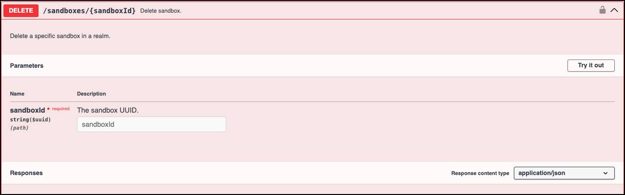 Commerce for B2C On-Demand Sandbox REST API Swagger interface for DELETE/sandboxes/{sandboxId} Delete sandbox.