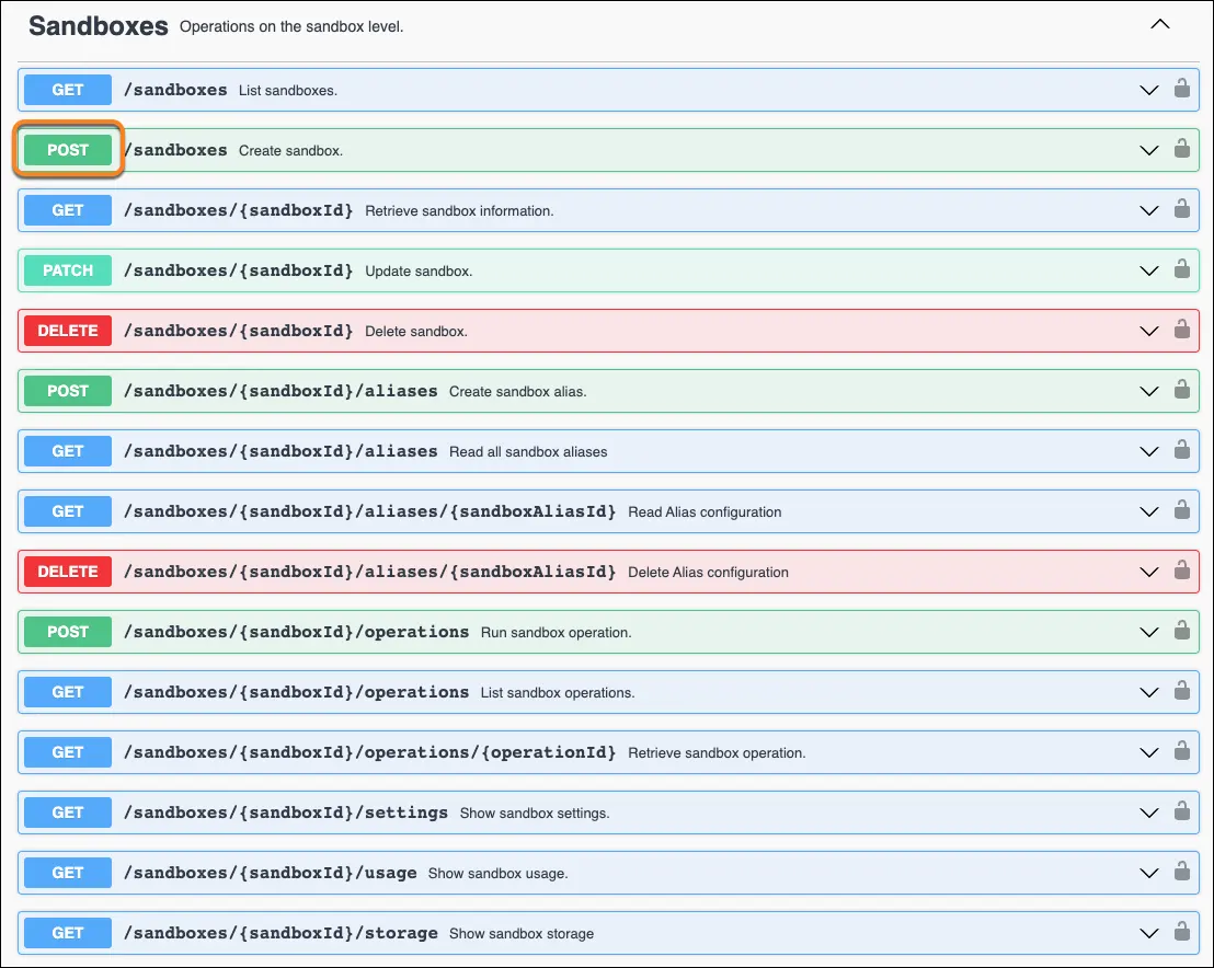 Create a new on-demand sandbox.