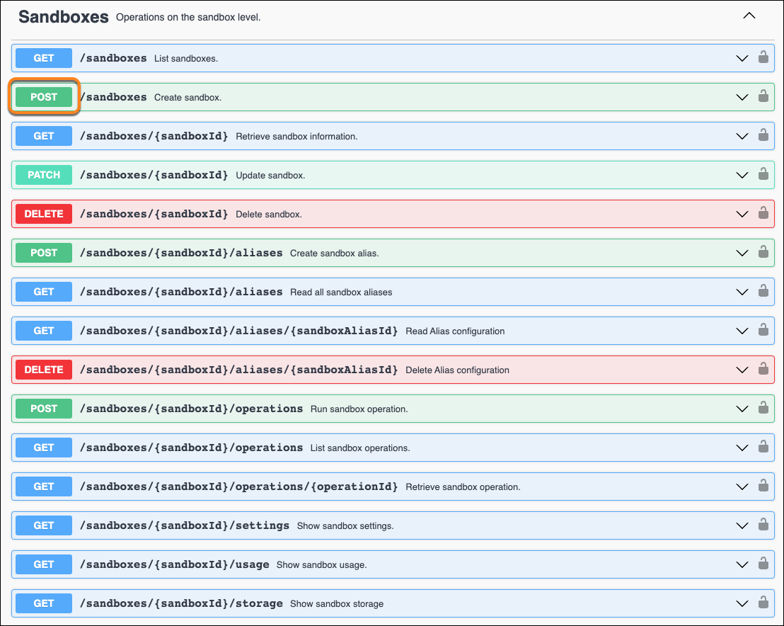 Criar uma nova sandbox sob demanda.