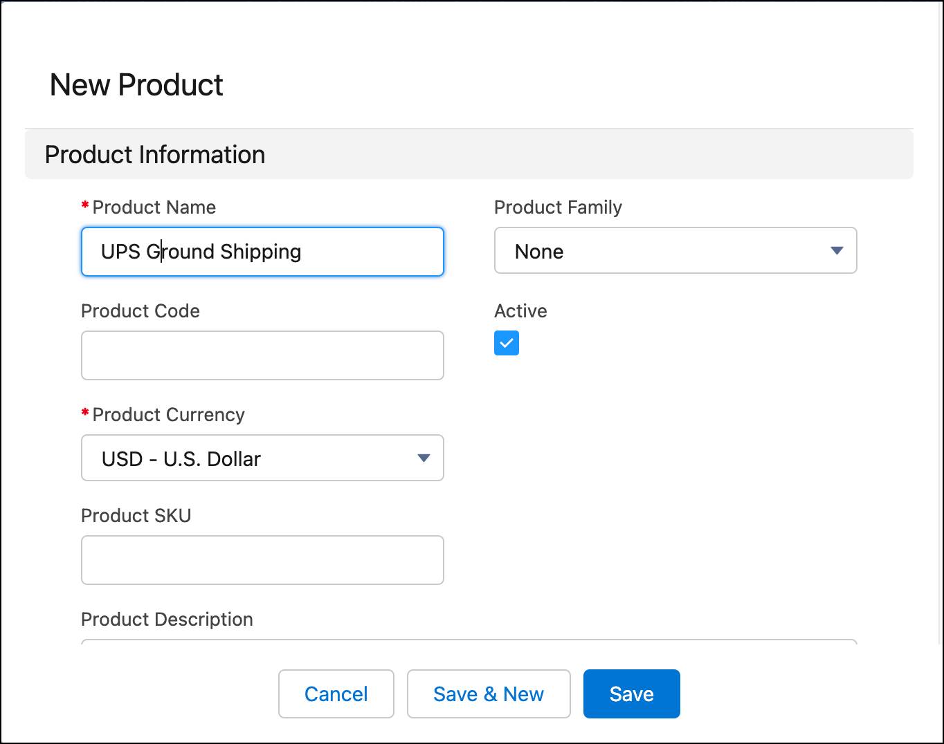 Create a product record that represents a delivery method and its price.