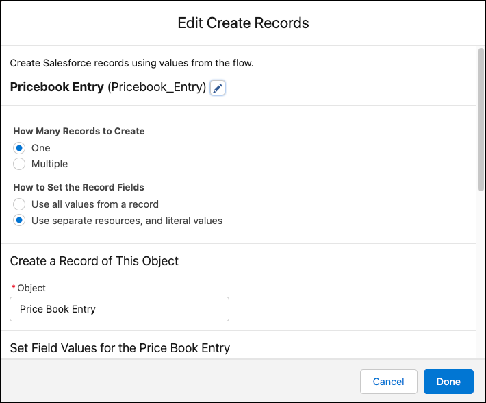  In the Even Exchange flow, edit the Pricebook_Entry record.