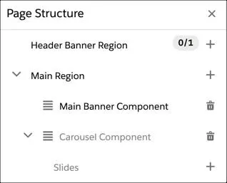 In Page designer, add slides to the Carousel component.