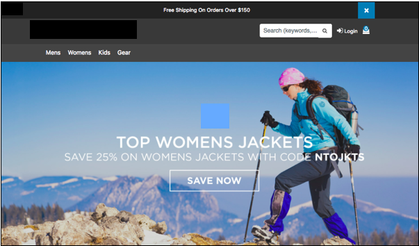 グラフィックとテキストが設定されたストアフロントのコンテンツアセット