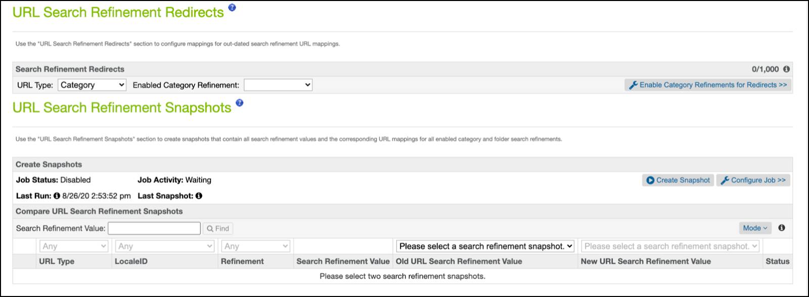 Business Manager, SEO URL search refinement redirects
