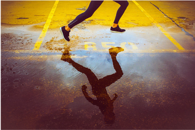Athlete running a race