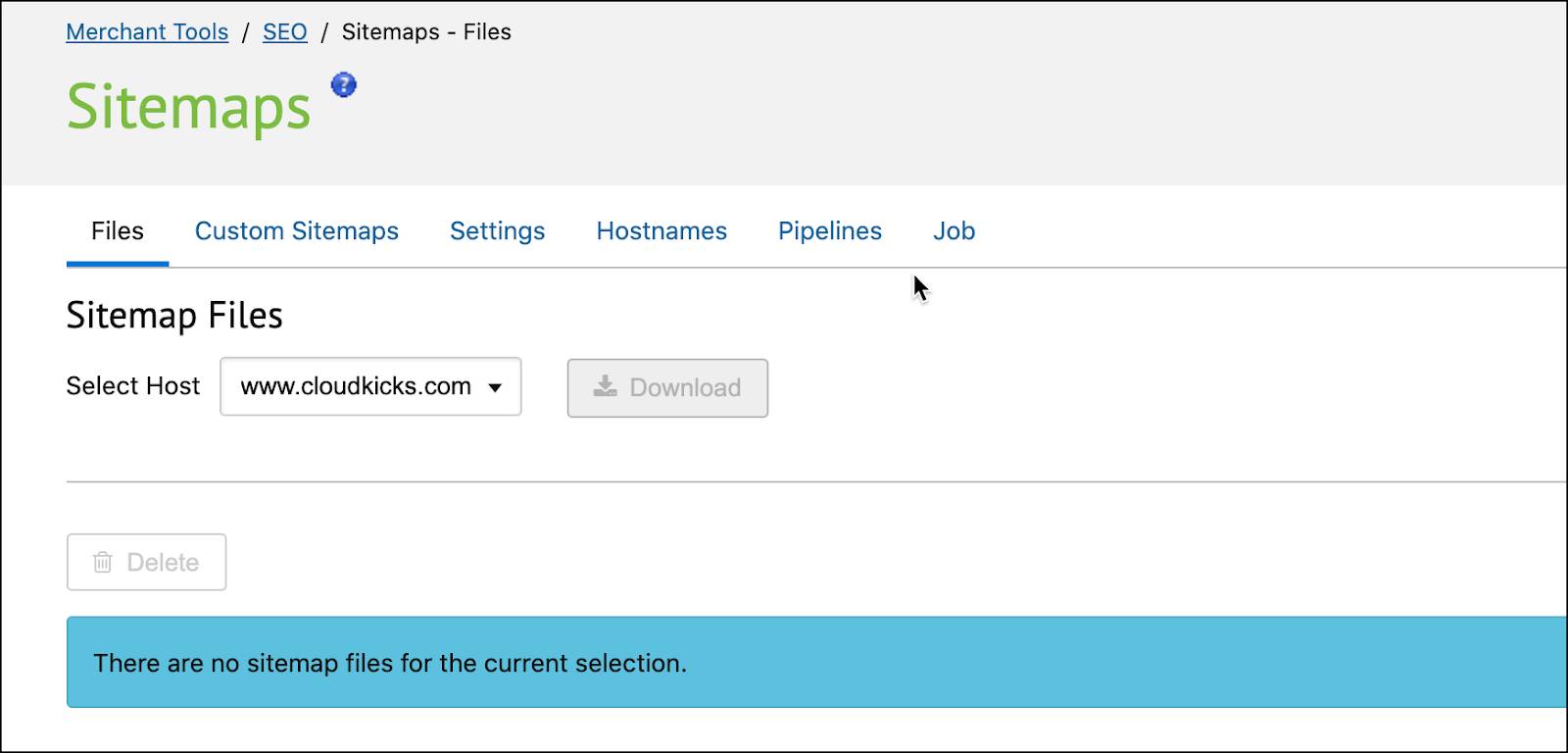 In Business Manager, select a hostname for SEO sitemaps.