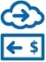 左向き矢印が表示されているドル紙幣の上に右向き矢印が表示されている雲