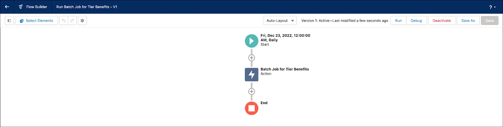 The Flow Builder page where you review the flow