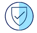 Shield with a check mark in it.