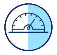 Gauge with needle pointing in the higher range.