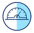 Gauge with needle pointing in the higher range.