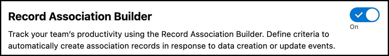 The Record Association Builder setting enabled.