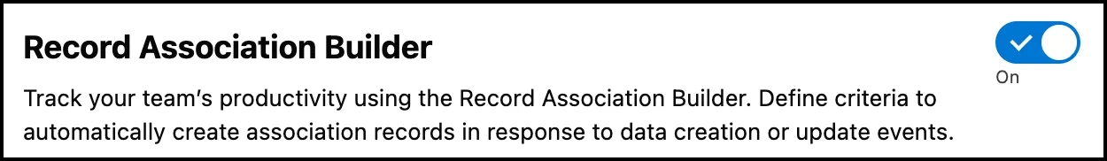 The Record Association Builder setting enabled.