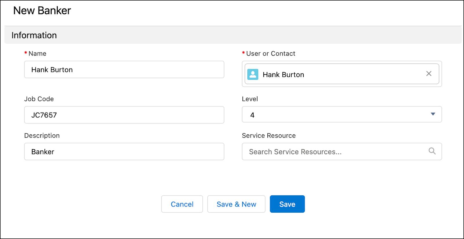 [新規バンカー] ウィンドウ。