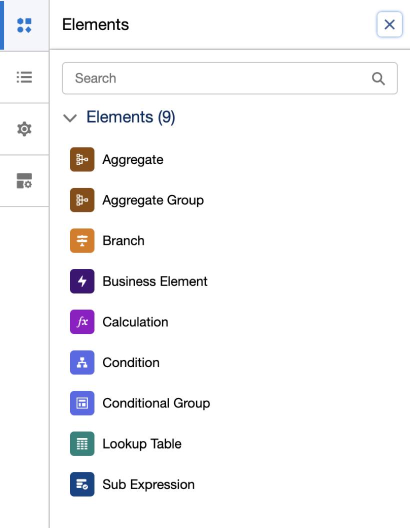 Screenshot showing the corresponding expression set elements