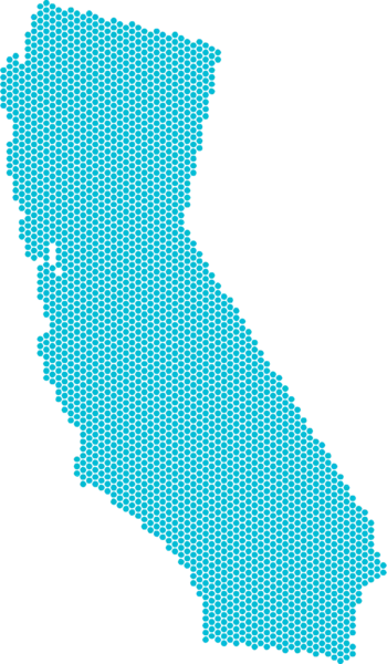 Image of California made of dots