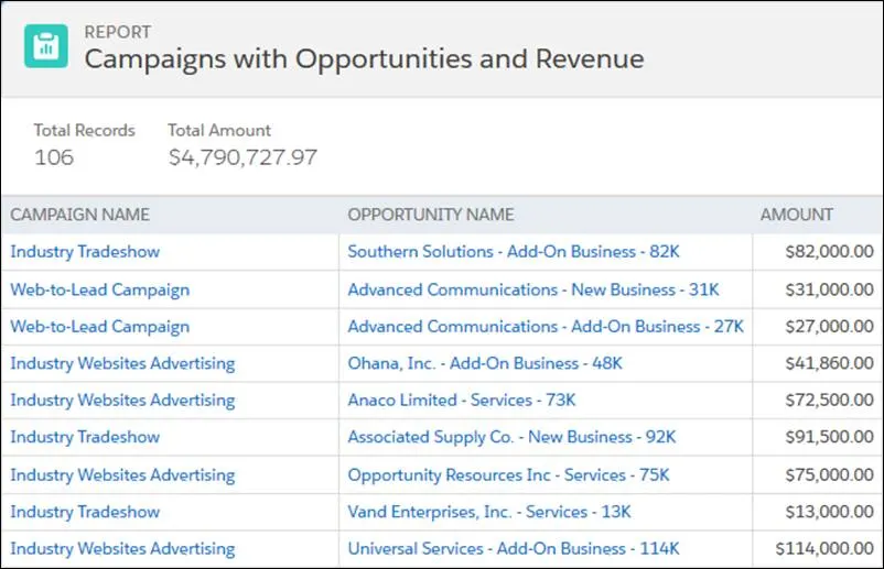 The Campaign Revenue report