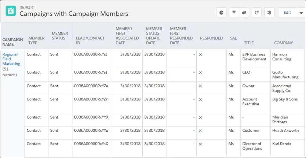 El reporte Análisis de miembro de campaña