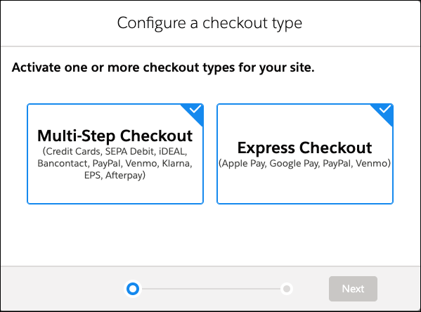 Select multi-step or express checkout.