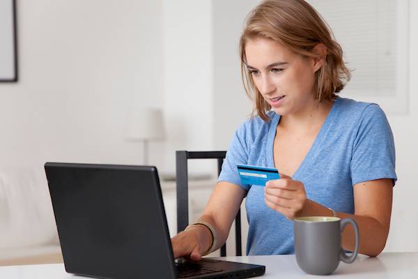 A woman making an online purchase