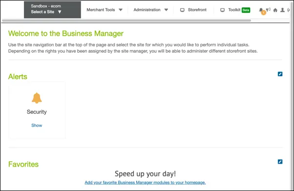 Business Manager のランディングページ