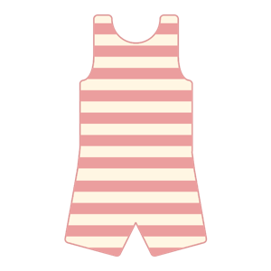 A striped bathing suit