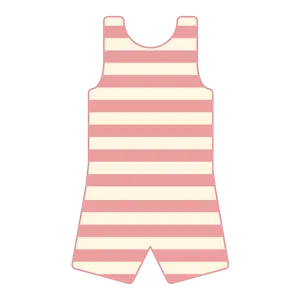 A striped bathing suit