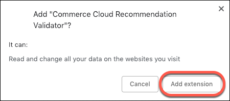 The Recommendation Validator user interface showing the Add To Chrome button