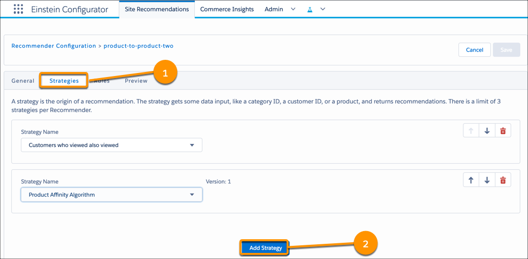 Configurator Strategies tab