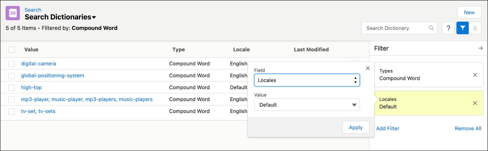 Business Manager - search across dictionaries