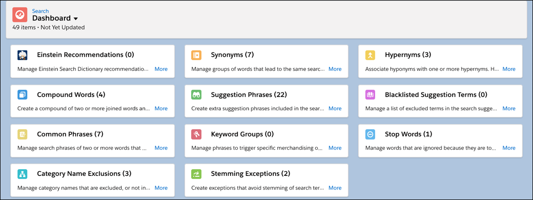 Business Manager - Search Dictionaries       Dashboard