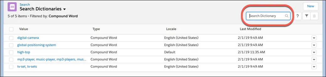 Business Manager - search across dictionaries