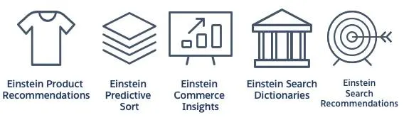 Iconos de características de Commerce Cloud Einstein