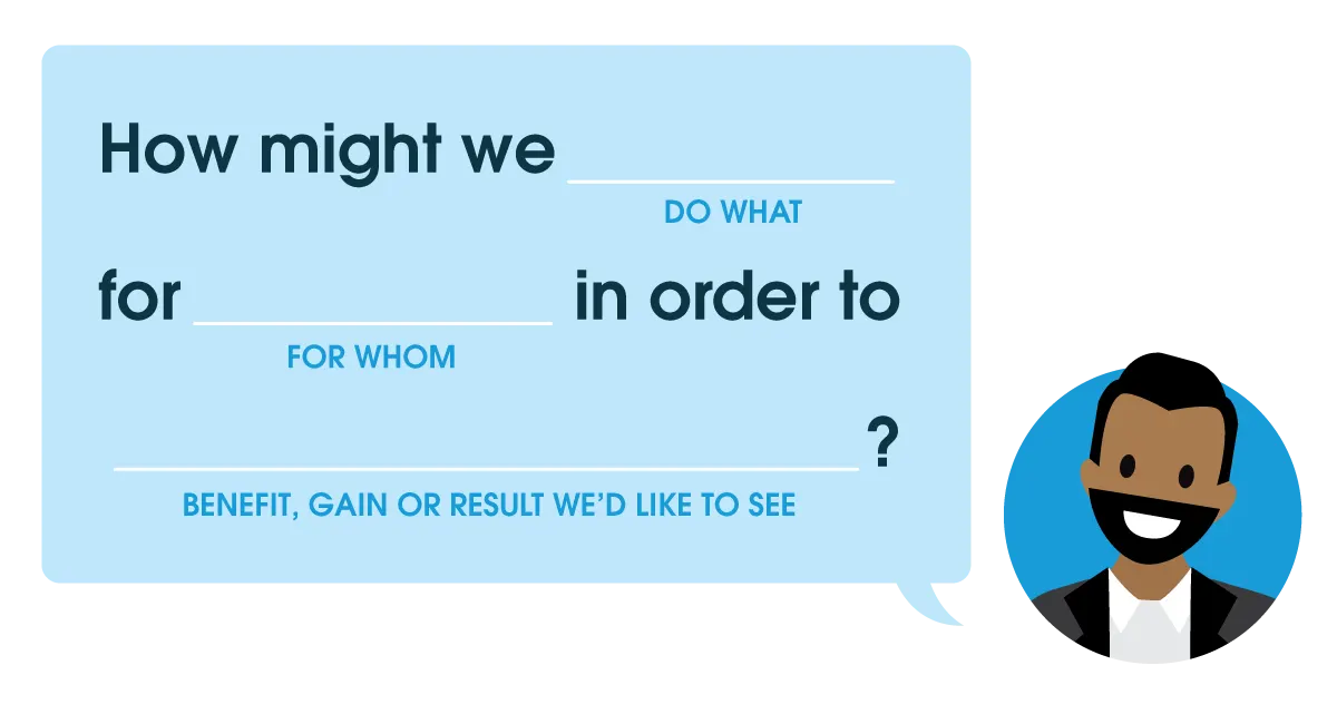 Example of challenge framing using the How Might We (HMW) question template.