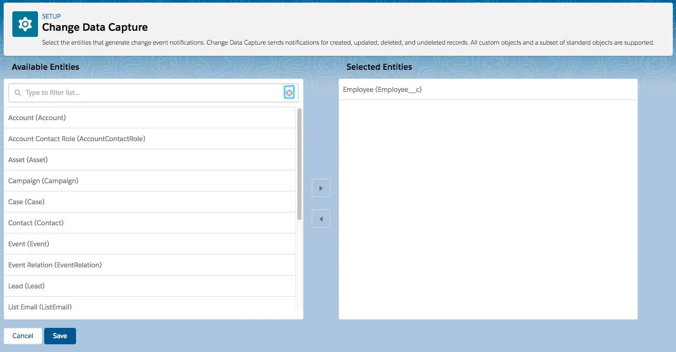 Page Capture des données de modification.