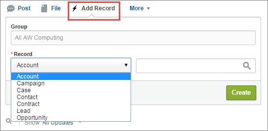 Add Record action in publisher
