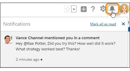 Lista de notificaciones en la aplicación