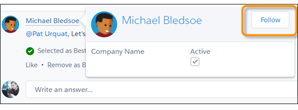 A profile hover