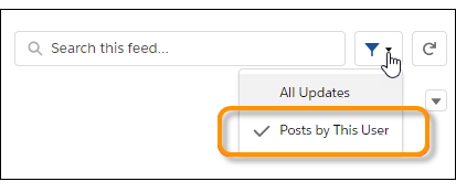 Filtro de noticias en tiempo real del perfil Publicaciones por este usuario