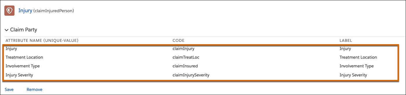 List of four attributes for the injury spec.