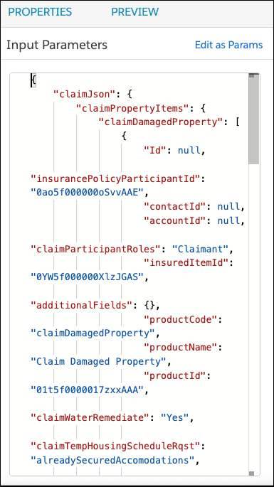 Input Parameters for the claim creation.