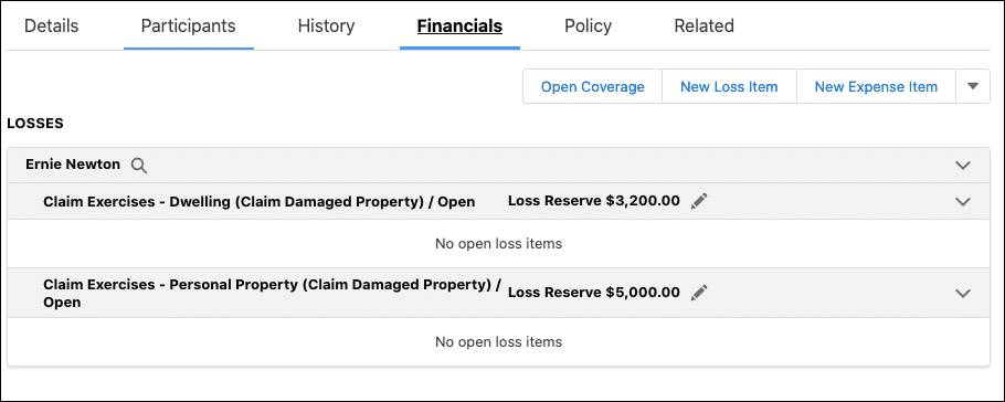 Two claim coverages with different loss reserves open on Ernie Newton’s claim.