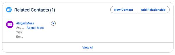 Abigail appears in the Related Contacts list.