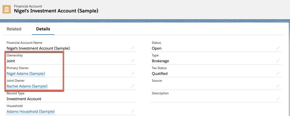 Screenshot of Nigel’s Investment Account showing Nigel Adams as the primary owner and Rachel Adams as the joint owner